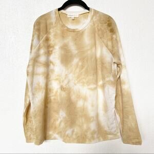 Perfect Peach Yellow Tie Dye Crew Neck Long Sleeve Top Size Small